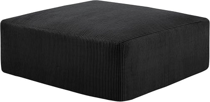 40" Square Stuffed Ottoman Pouf for Sofa Couch, Corduroy Poufs with Foam Chunk Filling, Furry & Fluffy Foot Stool Movable Ottoman. 40 * 40 Floor Poufs Foot Rest for Living Room, Black