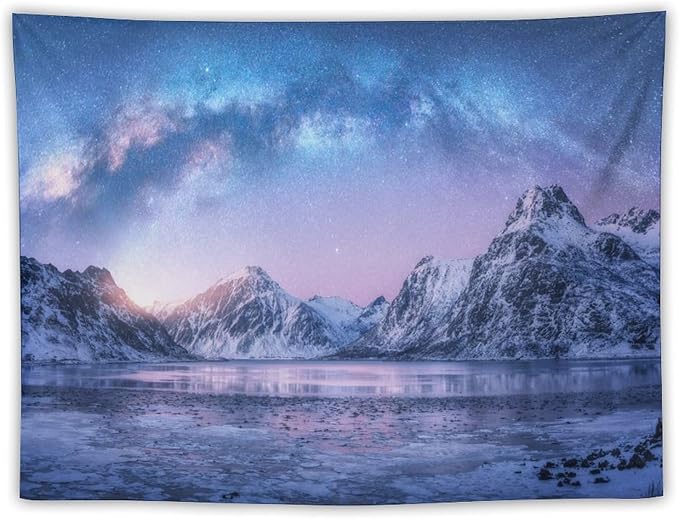 HZOHNAGO Mountain Tapestry Aurora Snow Mountain Sunset Pattern Printed Wall Tapestry Wall Hanging for Bedroom Living Room Dorm 40" W x 30" H