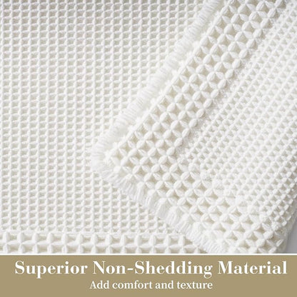 RESARE Waffle Bathroom Runner Rugs, Super Absorbent Bath Mat Non Slip Washable Quick Dry, Ultra Soft Quick Dry Boho Bath Rugs with Tassels for Hallway Bedroom Laundry Room, 2'x6'(24"x72"), White