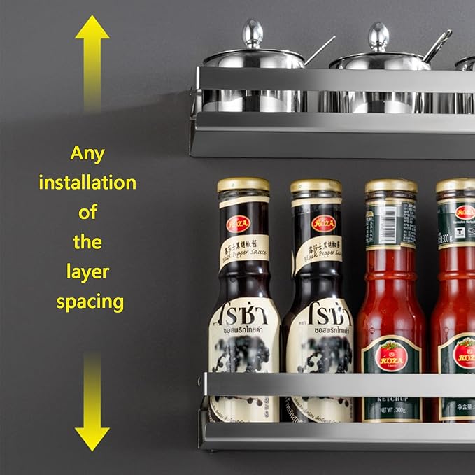 Rustproof Metal Storage Floating Shelves Wall Mounted Rectangular Shelf for Bedroom,Bathroom, Living Room, Kitchen, and Laundry Room,Nail-Free Wall-Mounted Shelves（7.9 Inch Silver）