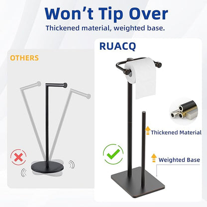 RUACQ Toilet Paper Holder Stand, Bathroom Toilet Paper roll Holder Free Standing with Storage for 4 Rolls, Post Pivoting Design, Stable Weighted Base, SUS304 Stainless Steel (Oil Rubbed Bronze)