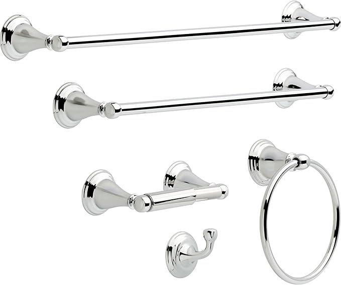 Delta Windemere (1-Pack) Toilet Paper Holder Polished Chrome Tissue Roll Holder for Bathroom Organization and Storage Spring Loaded Toilet Tissue Holder Wall Bathroom Accessories 70050
