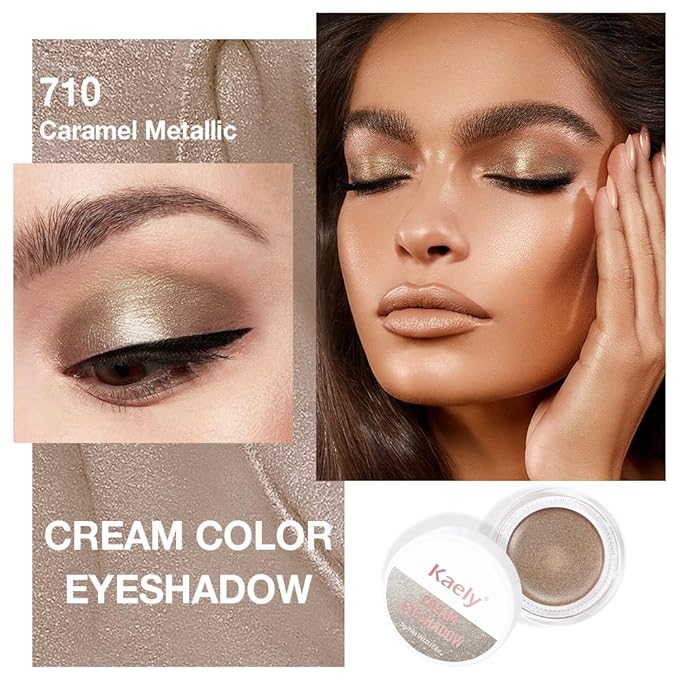 Cream Glitter Caramel Shimmer Metallic Eyeshadow Palette Makeup, Natural Single Mini Instant Holographic Eyeshadow For Older Women, Sombras Crema Para Ojos, Talc, Paraben & Cruelty Free, 710