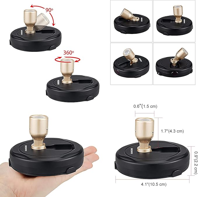 Spotlight Battery Operated, Wireless LED Puck Light, Dimmable Accent Spot Light for Plant Tree Indoor, Stick Uplighting for Display Photo Dartboard Painting Artwork Gallery Portrait, 2 Pack