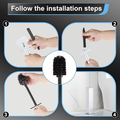 BVL Toilet Brush and Holder Set Chrome Stainless Steel 304 Square Freestanding Toilet Brush for Bathroom