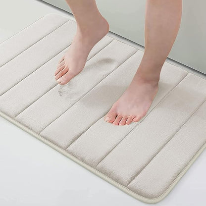 Buganda Memory Foam Bath Mat, 24" x 16", Ultra Soft and Non-Slip Bathroom Rugs, Water Absorbent and Machine Washable Bath Rug for Bathroom, Shower, and Tub, Cream