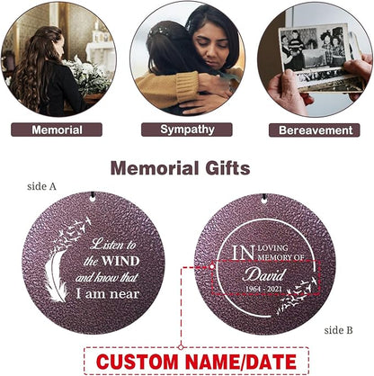 ASTARIN 36" Large Deep Tone Personalized Sympathy Wind Chimes, Memorial Wind Chime for Loss of Mother Father Loved One, Angel's Feather Bereavement Gifts Decor Outdoor Patio Garden(Produced in USA)