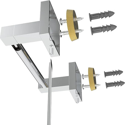 Ruacq Toilet Paper Holder Chrome 2 Pack Double Post Pivoting Square Tissue Holders Roll Holder Hangers Toilet Paper Stand Stainless Steel and Zinc Alloy Modern Wall Mounted