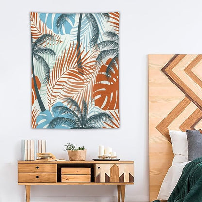 ICMOLYYENLO Palm Leaf Tapestry Wall Hanging, Tropical Leaves Plant Jungle Green Hawaiian Art Home Decor for Guest Bedroom Living Room Dormitory 30" x40