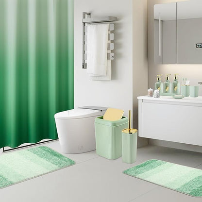 32PCS Bathroom Set Bathroom Sets with Shower Curtain and Rugs Green Bathroom Accessories,Shower Curtain Set,Bathroom Rug Set with Bathroom Trash Can