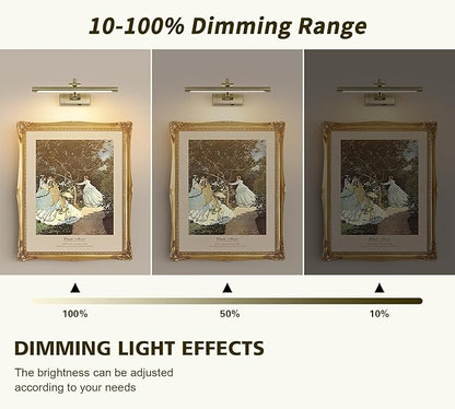 Wireless Picture Lights Rechargeable Gallery Lighting Battery Picture Frame Light with Remote and Timer, Adjustable Art Light for Paintings, Portraits, Antique Bronze Finish 16'' Inch 3W 2700K