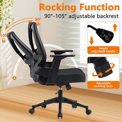 CLATINA Big and Tall Office Chair 500lbs, Heavy Duty Ergonomic Mesh Desk Chair with Lumbar Support and Armrests, Wide Seat Computer Task Chair for Home Office Study Conference Room, Black, 2pk