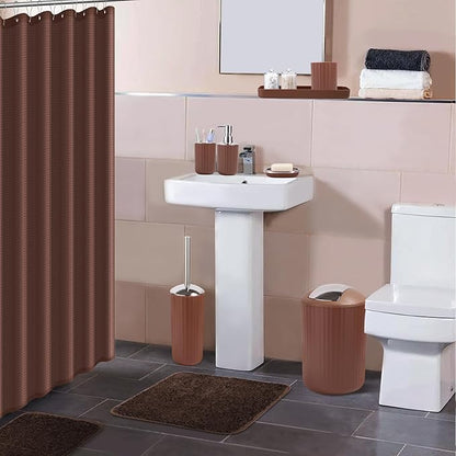 24 PCS Brown Bathroom Accessories Set with Shower Curtain and Rugs, Bathroom Sets with Extra Soft and Absorbent Bath Rugs Shower Curtain Pink Bathroom Sets for Bath