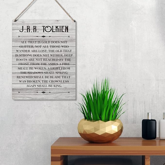 Qious Inspirational Signs Gift Farmhouse All That is Gold Does Not Glitter Not All Those Who Wander are Lost Wooden Hanging Sign Rustic Wall Art Home Office Living Room Decoration 10 x 8 Inches…