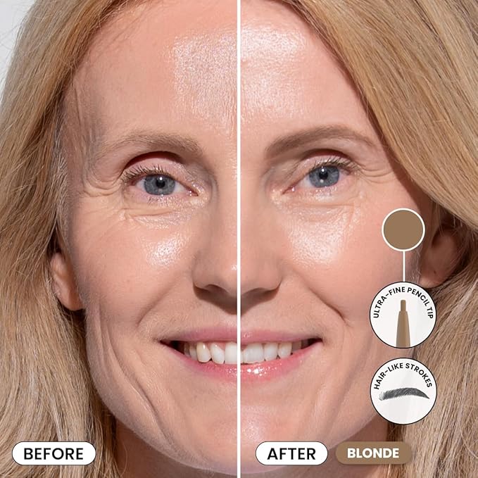 PrimeBrow Pencil for Mature Women ?€? Ultra-Precise Tip for Natural, Hair-Like Strokes ?€? Smudge-Proof & Long-Lasting Wear ?€? Great for Thinning, Sparse, or Graying Brows (Blonde)