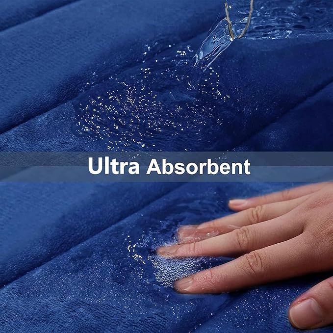 Buganda Memory Foam Bath Mat, 47" x 24", Ultra Soft and Non-Slip Bathroom Rugs, Water Absorbent and Machine Washable Bath Rug Runner for Bathroom, Shower, and Tub, Navy Blue