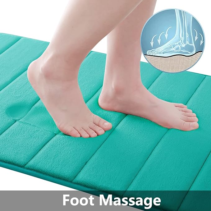 Buganda Memory Foam Bath Mat, 24" x 16", Ultra Soft and Non-Slip Bathroom Rugs, Water Absorbent and Machine Washable Bath Rug for Bathroom, Shower, and Tub, Teal