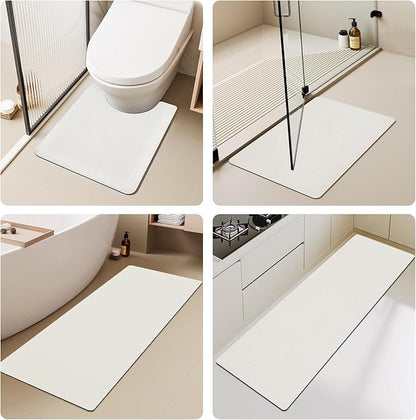 White Bath Mat, Bathroom Rugs Non Slip Washable Thin Absorbent Quick Dry Bath Mat Fits Under Door Bathroom Floor Mat Perfect for Bath, Shower, or Sink 17"x59" White