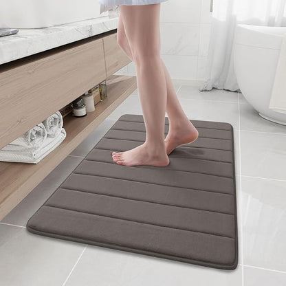 Buganda Memory Foam Bath Mat, 35.4" x 24", Ultra Soft and Non-Slip Bathroom Rugs, Water Absorbent and Machine Washable Bath Rug Runner for Bathroom, Shower, and Tub, Taupe