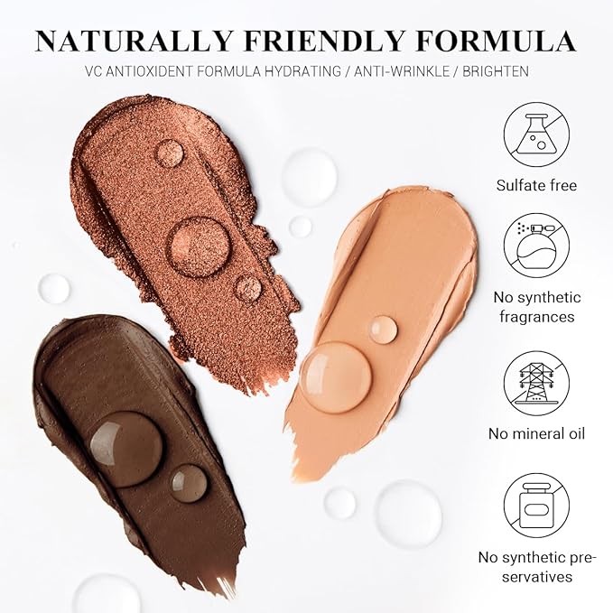 Classic 3PCS Neutral Eyeshadow Stick Makeup Set, Metallic Shimmer Matte Cream Eye Shadow Eyeliner Brightener Pencil Crayon - J2