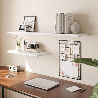 Wall Shelf Set of 2, White Floating Shelves 24 in W x 10 in D x 1 in H, Wooden Floating Wall Shelf with Invisible Brackets for Living Room/Bedroom/Bathroom/Kitchen Storage and Decor
