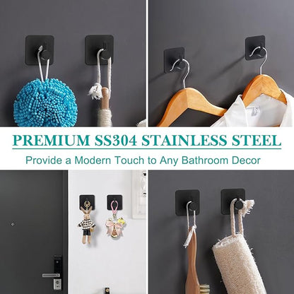 Boperzi Bathroom Accessories Set Complete: 8pc Bathroom Accessory Set with Trash Can 2pc for Floor/Counter, Toilet Brush, Soap Dispenser, Toothbrush Holder, Adhesive Hook, Grey Modern Bathroom Set