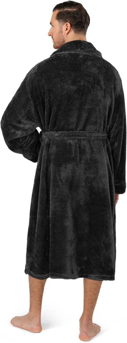 PAVILIA Mens Soft Robe, Plush Fluffy Fleece Bathrobe Men, Long Sherpa Shaggy Spa Robe