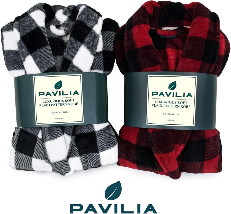 PAVILIA Mens Soft Robe | Warm Fleece Robes for Men, Soft Spa Bathrobe with Shawl Collar and Pockets