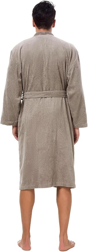 SIORO Mens Robe Terry Cloth Kimono Bathrobe Cotton Soft Shower Towel Bath Robes Calf Length Housecoat for Spa Hotel Hot Tub
