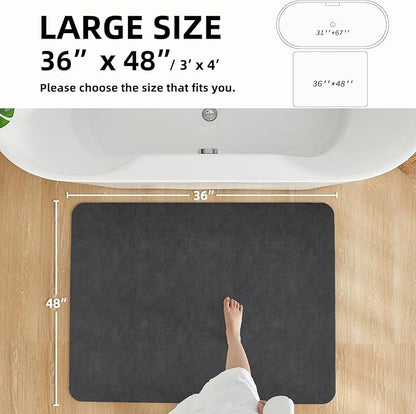 Black Bath Mat, Bathroom Rugs Non Slip Washable Thin Absorbent Quick Dry Bath Mat Fits Under Door Bathroom Floor Mat Perfect for Bath, Shower, or Sink 36"x48" Black