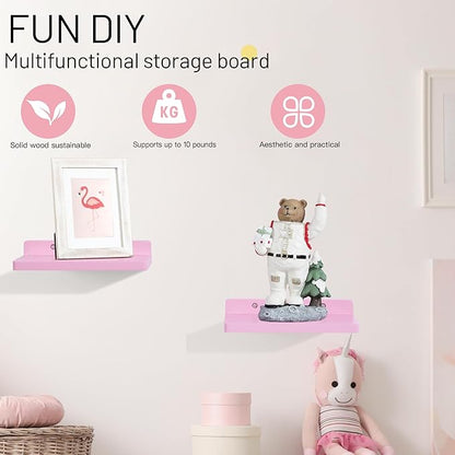 Small Floating Shelf,5 x 8.5 Inch,Set of 3 Small Wall Shelf for Bedroom Living Room Bathroom Kitchen Office (Pink)