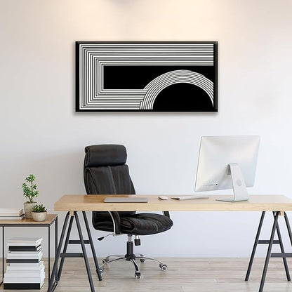 Abstract Wall Art Modern Canvas Art Wall Decor Minimalist Wall Art Geometric Line Canvas Artwork Print Paintings Black And White Wall Art Modern Picture For Bedroom Art Office Home Wall Decor 20"X 40"