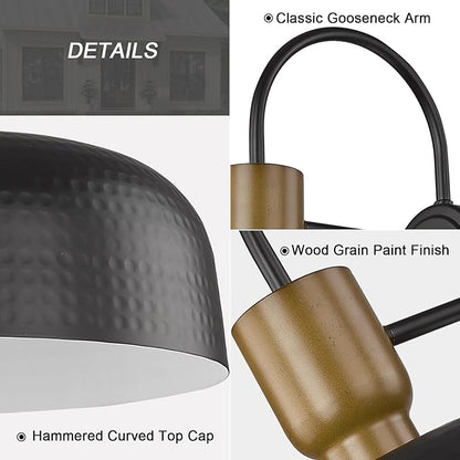 Outdoor Barn Light Gooseneck Barn Light, Farmhouse Exterior Wall Mount Light Vintage Wall Lighting Fixture Industrial Sconce Lantern for Porch, Entryway, Garage, Black, 2 Pack