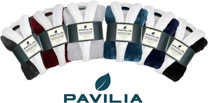 PAVILIA Mens Soft Robe | Warm Fleece Robes for Men, Soft Spa Bathrobe with Shawl Collar and Pockets