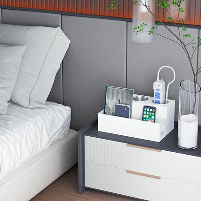 White Hair Tool Organizer Acrylic Hair Dryer and Styling Holder, Bathroom Countertop Blow Dryer Holder, Vanity Caddy Storage Stand for Accessories, Makeup, Toiletries