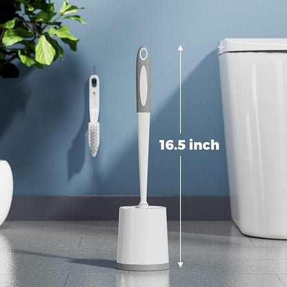Toilet Brush, 4 Pack Toilet Brush and Holder Set, Toilet Bowl Brush with 4 Grout Brush, Toilet Bowl Brush and Holder for Bathroom, (White)