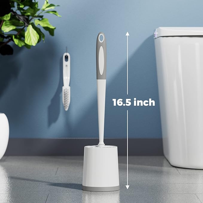 Toilet Brush, 3 Pack Toilet Brushes for Bathroom with Holder, Bathroom Accessories Toilet Bowl Brush with 3 Clean Brush, Toilet Scrub Brush, Toilet Brush Set for Deep Cleaning, White