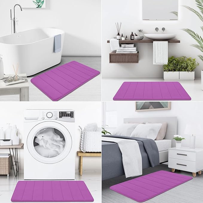 Buganda Memory Foam Bath Mat, 47" x 24", Ultra Soft and Non-Slip Bathroom Rugs, Water Absorbent and Machine Washable Bath Rug Runner for Bathroom, Shower, and Tub, Violet