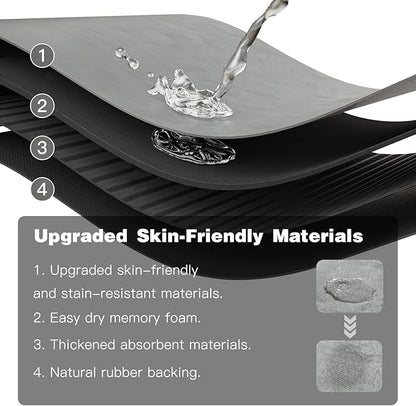 Bathroom Mat Quick Dry, Bathroom Rugs Non Slip Washable Thin Absorbent Bath Mat Fits Under Door Bathroom Floor Mat Perfect for Bath, Shower, or Sink 16"x24" Light Grey