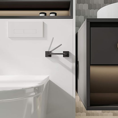 Ruacq Toilet Paper Holder 2 Pack Matte Black Double Post Pivoting Square Tissue Holders Roll Holder Hangers Toilet Paper Stand Stainless Steel and Zinc Alloy Modern Wall Mounted