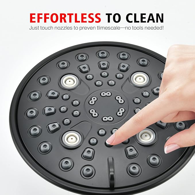 sumerain Modern Matte Black Tub and Shower Faucet Set with 6-Inch 6 Settings Rain Shower Head and Tub Spout, Valve Included