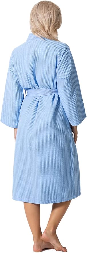 Turkish Linen Waffle Knit Lightweight Kimono Spa & Bath Robes for Women - Quick Dry - Soft