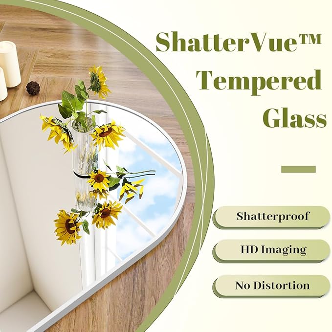 BEAUTYPEAK 20"x30" Arch Bathroom Mirror, Wall Mounted Vanity Metal Frame Mirror for Bedroom, Entryway, Living Room, Silver