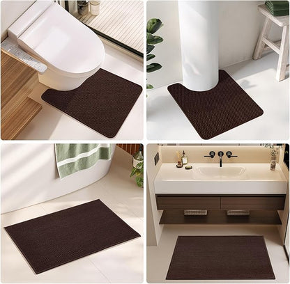Small Bathroom Rugs, Non Slip Washable Bath Rugs Super Absorbent Bathroom Rug Thin Quick Dry Low Pile Bath Mats, Brown 12"x12"