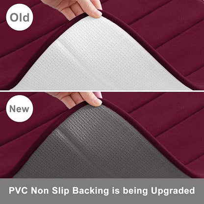 Buganda Memory Foam Bath Mat, 47" x 32", Ultra Soft and Non-Slip Bathroom Rugs, Water Absorbent and Machine Washable Bath Rug Runner for Bathroom, Shower, and Tub, Burgundy