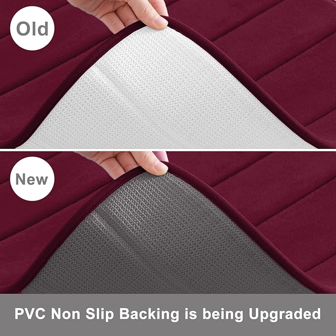 Buganda Memory Foam Bath Mat, 44" x 24", Ultra Soft and Non-Slip Bathroom Rugs, Water Absorbent and Machine Washable Bath Rug Runner for Bathroom, Shower, and Tub, Burgundy