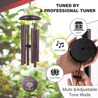 ASTARIN 36" Large Deep Tone Personalized Sympathy Wind Chimes, Memorial Wind Chime for Loss of Mother Father Loved One, Tree of Life Bereavement Gifts Decor Outdoor Patio Garden(Produced in USA)