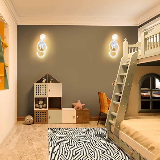 XEYOU 22W Modern Wall Sconce Lighting Indoor LED Creative Wall Light Fixture Music Symbol Art Decoration Wall Lamp for Living Room Bedroom Stair Corridor, White 3000K