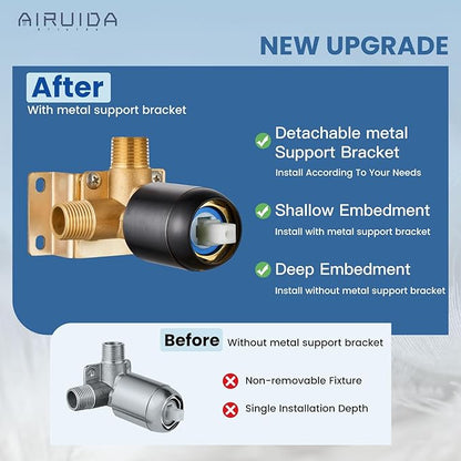 Airuida Shower Faucet Set Bathroom Rain Shower System SUS304 Stainless Steel Single Handle With Male Threads Rough-in Valve Shower Trim Kit 8 Inch Wall Mount Shower Head Oil Rubbed Bronze
