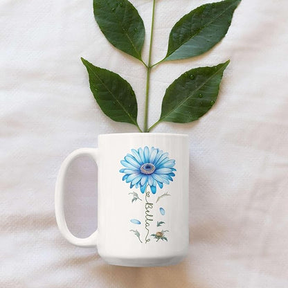 Adorable Gerbera Daisy Flower Mug, Customized Flower Themed Cup With Name, Novelty Daisy Flower Accent Mug 11oz 15oz, Custom Daisy Lover Coffee Cup, Personalized Flower Mug For Birthday